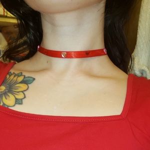 Red Satin Hearts Choker
